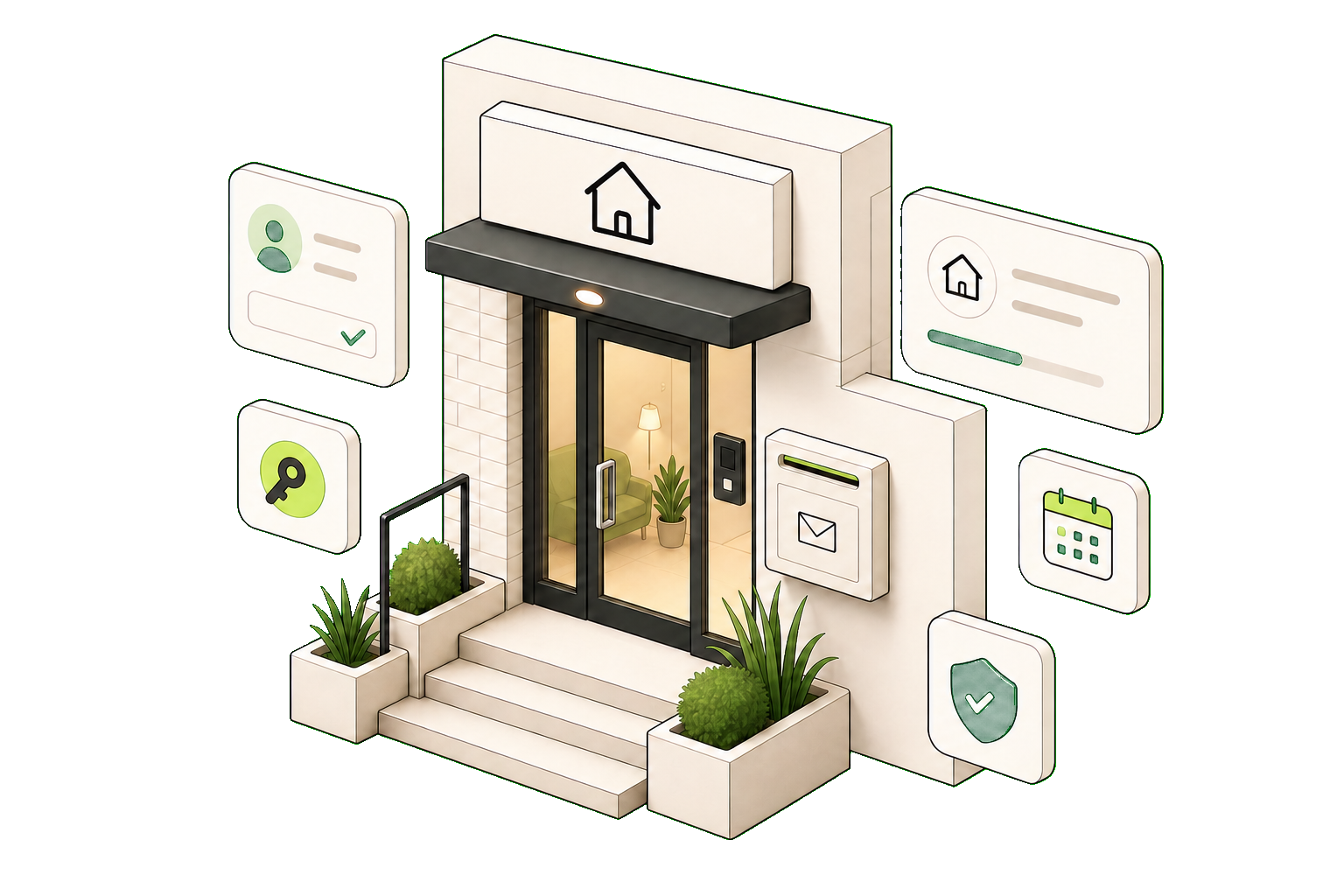 Illustration de l’entrée d’un immeuble Rentimise
